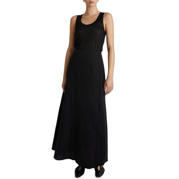 CAMILLA AND MARC Marina Black Wrap Skirt Black Linen Size 2 - Picture 1 of 11